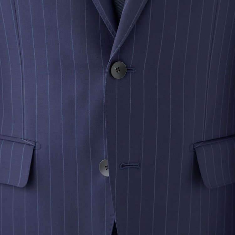 シルバーライン 【CLASSICO TAPERED】【秋冬】2釦シングルスーツ 1タック/ネイビー×ストライプ/CANONICO 1663 fabric made in italy/※裾上げ必要 紺中間