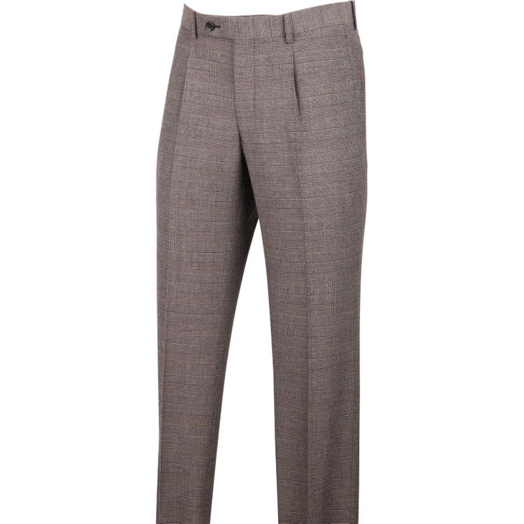 スーツセレクト 【CLASSICO TAPERED】【春夏】2釦シングルスーツ 1タック/ブラウン＆ブラック×グレンチェック/RE:NEWOOL ブラウン系(茶)