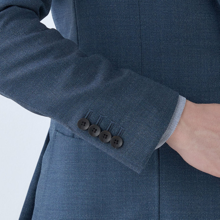 シルバーライン 【発送在庫あり】【CLASSICO TAPERED】【春夏】3釦段返りシングルスーツ 2タック/ブルー/パッチポケット/ウエストムーブ/MARZOTTO/※パンツ裾直し必要 青中間