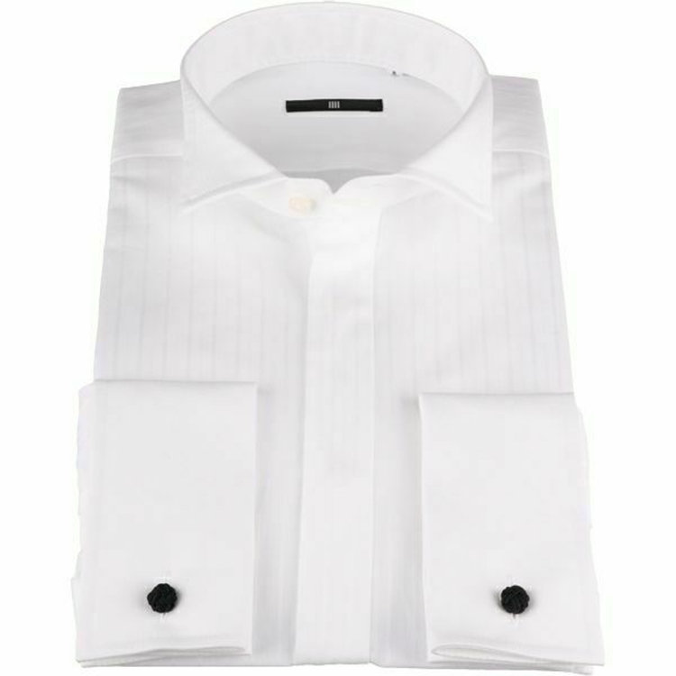 ブラックライン 【BLACK LINE】ウイングカラードレスワイシャツ/ホワイト×ドビーストライプ ホワイト系(白)