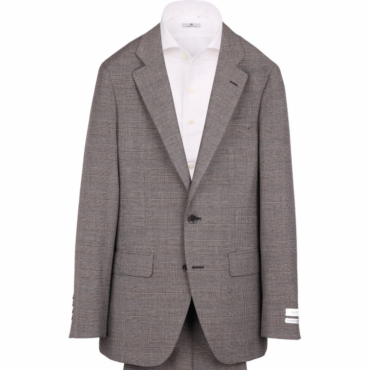 スーツセレクト 【CLASSICO TAPERED】【春夏】2釦シングルスーツ 1タック/ブラウン＆ブラック×グレンチェック/RE:NEWOOL ブラウン系(茶)