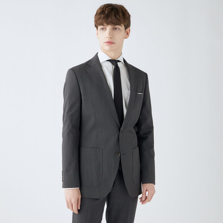 シルバーライン 【4S CROSS】【年間】セットアップジャケット/グレー×カルゼ/パッチポケット グレー中間