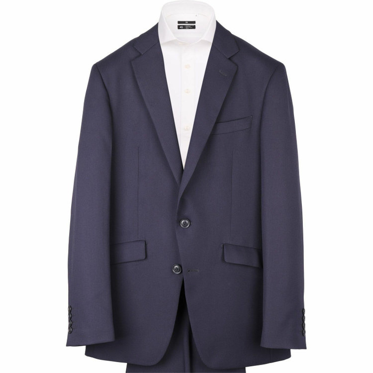 スーツセレクト 【WEB限定/OUTLET】【発送在庫あり】【KSW】【秋冬】2釦シングルスーツ 0タック/ネイビー×シャドーストライプ/ウォッシャブルパンツ ネイビー系(紺)