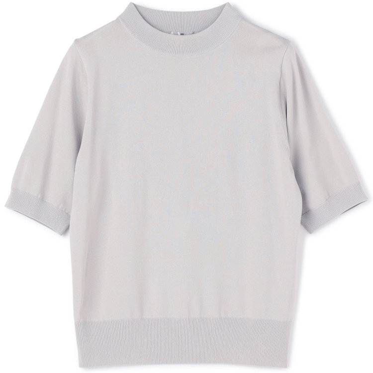 SUIT SELECT　アウトレット 【WEB限定/OUTLET/汚れ・キズ等有】【SILVER LINE/５分袖】 天竺編みモックネックニット/グレー グレー淡色