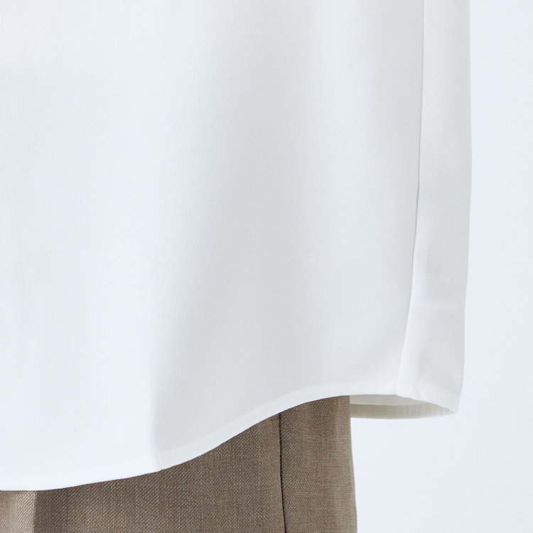 シルバーライン 【発送在庫あり】【SL/長袖】バンドカラーブラウス/ホワイト/比翼仕様 白