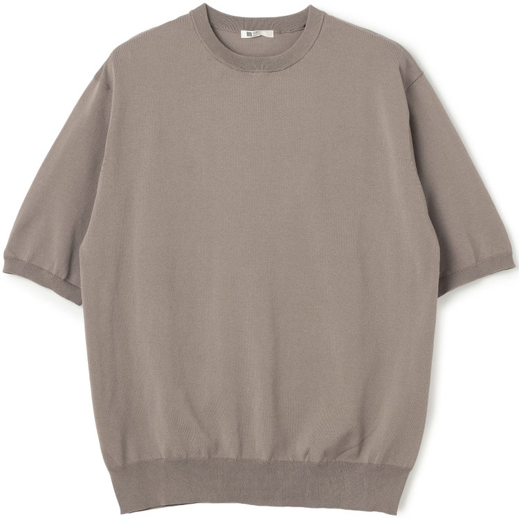 SUIT SELECT　アウトレット 【WEB限定/OUTLET/汚れ・キズ等有】【RBC】【5分袖】コットンブレンドクルーネックニット/ブラウン/マシンウォッシャブル 茶淡色