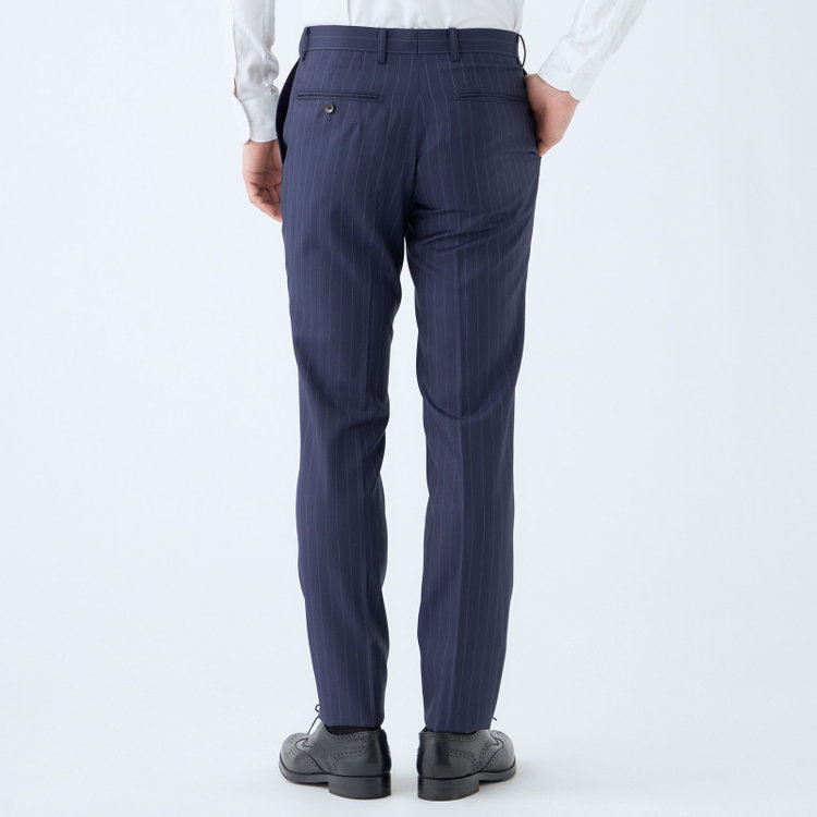シルバーライン 【CLASSICO TAPERED】【秋冬】2釦シングルスーツ 1タック/ネイビー×ストライプ/CANONICO 1663 fabric made in italy/※裾上げ必要 紺中間