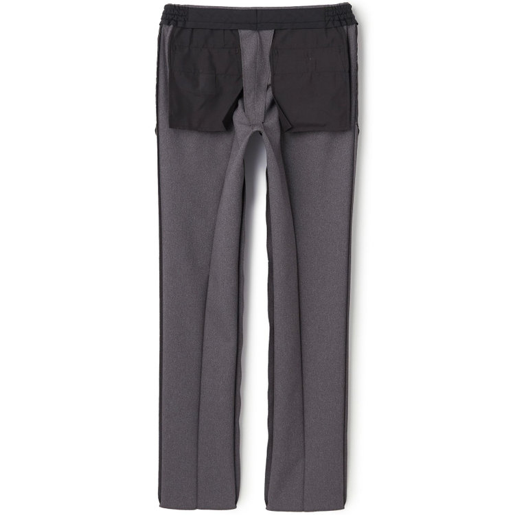 ブラックライン 【SLIM TAPERED】【秋冬】0タックテーパードパンツ/グレー/ウエストシャーリング/4S「ウォッシャブル」「ストレッチ」/※裾上げ済仕様 グレー中間