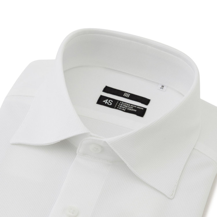 ブラックライン 【発送在庫あり】【WEB限定】【BLACK LINE】ワイドカラーワイシャツ/ホワイト/「4S」スーパーノンアイロン・ストレッチ 白