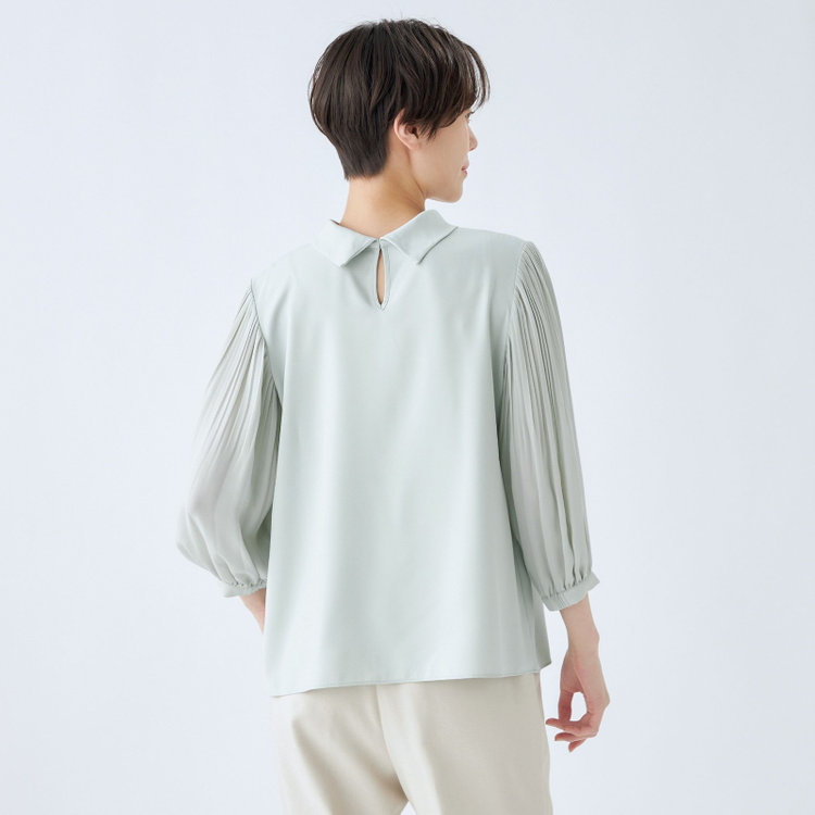 シルバーライン 【SL/7分袖】2WAYロールカラープルオーバー/グリーン 緑淡色