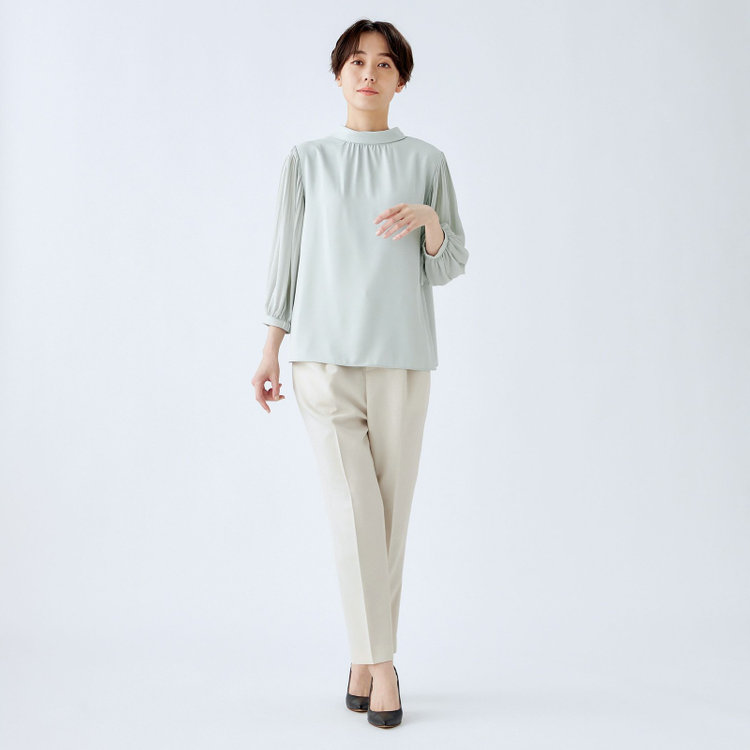 シルバーライン 【SL/7分袖】2WAYロールカラープルオーバー/グリーン 緑淡色