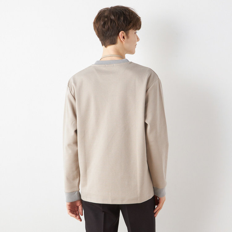 スーツセレクト  【RBC/長袖】ボーダーシャツ/グレー グレー中間