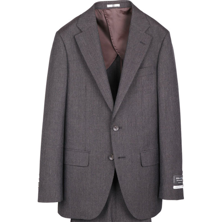 スーツセレクト 【発送在庫あり】【CLASSICO TAPERED】【春夏】2釦シングルスーツ 1タック/ブラウン＆ブラック×ハウンドトゥース/REDA ACTIVE/NEW ZEALAND WOOL MERINO/SHOWER CLEAN ブラウン系(茶)