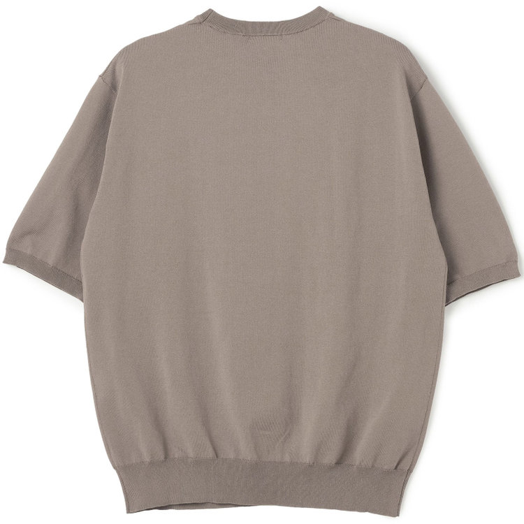 SUIT SELECT　アウトレット 【WEB限定/OUTLET/汚れ・キズ等有】【RBC】【5分袖】コットンブレンドクルーネックニット/ブラウン/マシンウォッシャブル 茶淡色