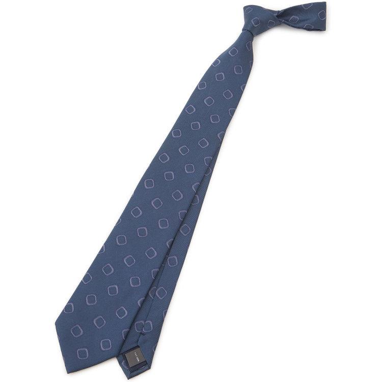 SILVER LINE】シルクウールドットネクタイ 8.5cm幅/ネイビー/Finest