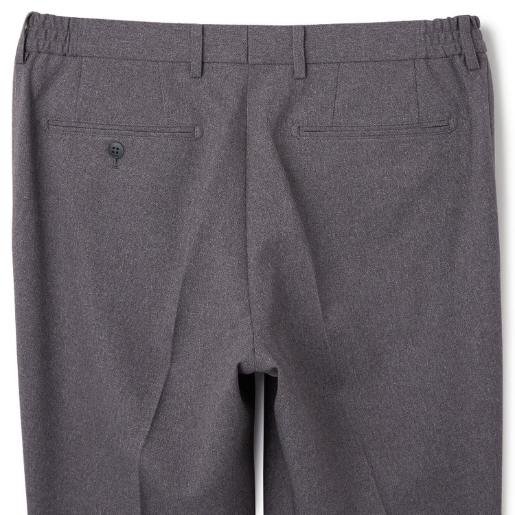 ブラックライン 【SLIM TAPERED】【秋冬】0タックテーパードパンツ/グレー/ウエストシャーリング/4S「ウォッシャブル」「ストレッチ」/※裾上げ済仕様 グレー中間