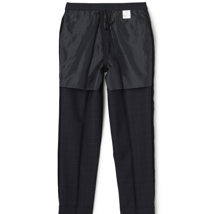 シルバーライン 【SL】【年間】1釦シングル 2Way スカート&パンツスーツ/ネイビー×チェック/ウエストシャーリング仕様/ウォッシャブル/※パンツ裾上げ済仕様 紺中間