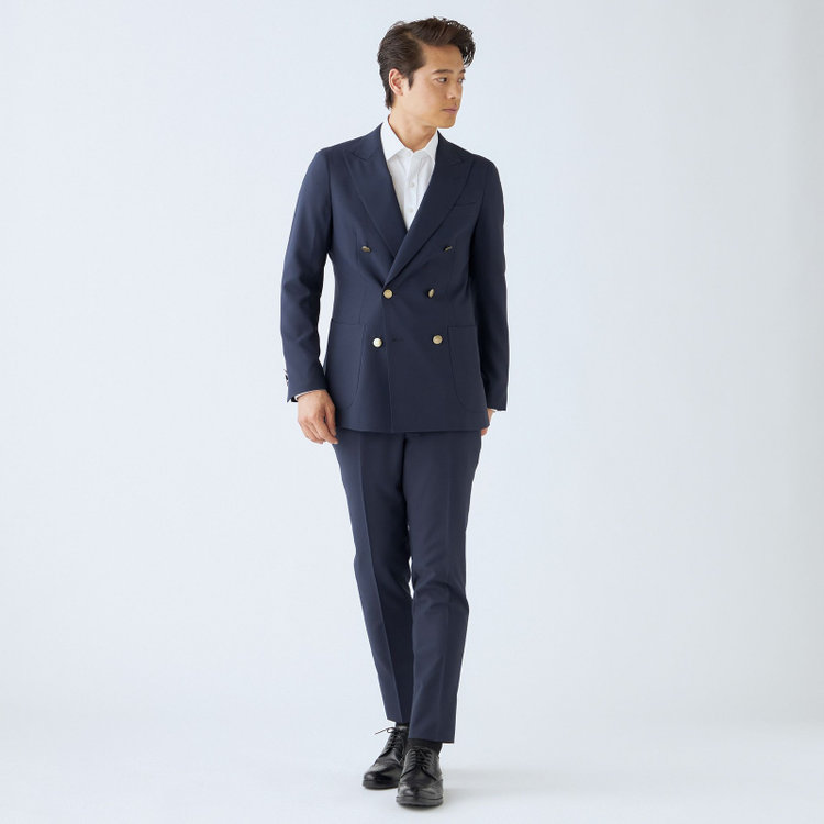 シルバーライン 【CLASSICO TAPERED】【春夏】6釦2掛けダブルジャケット/ネイビー/メタル釦 紺濃色