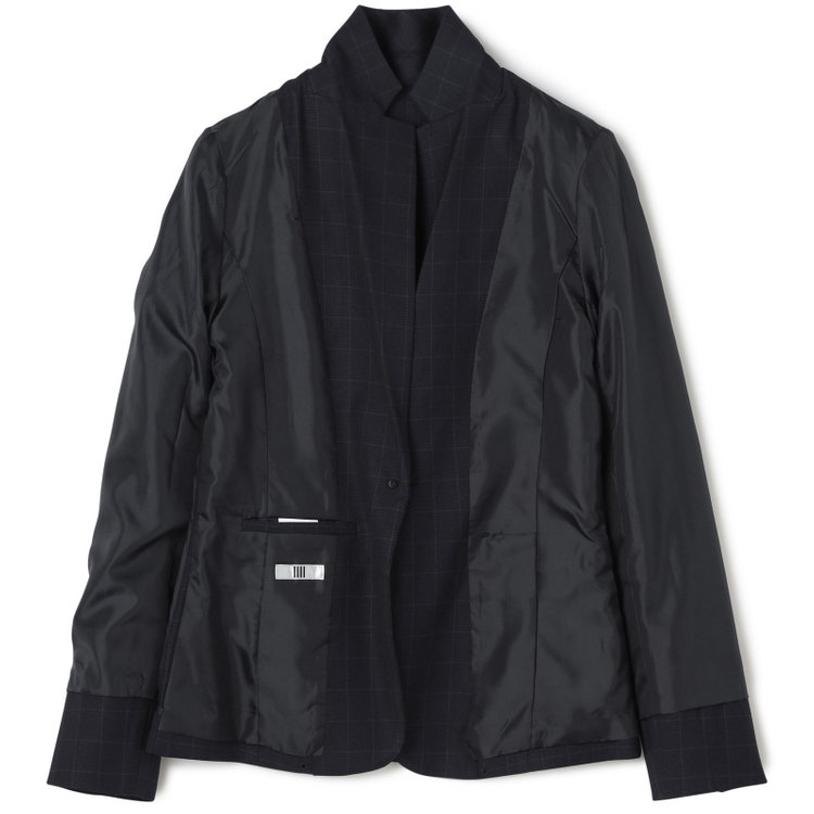 シルバーライン 【SL】【年間】1釦シングル 2Way スカート&パンツスーツ/ネイビー×チェック/ウエストシャーリング仕様/ウォッシャブル/※パンツ裾上げ済仕様 紺中間