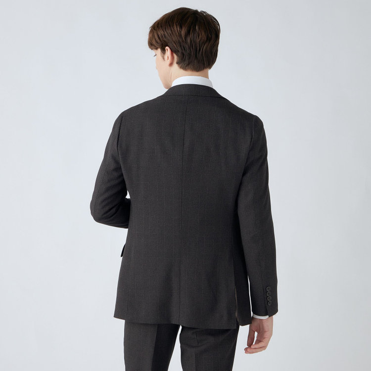 シルバーライン 【CLASSICO TAPERED】【秋冬】2釦シングルスリーピーススーツ 1タック/ブラウン×プレイド/ウエストムーブ/4S SUSTAINABILITY&ECOLOGY FABRIC/※パンツ裾上げ済仕様 茶中間