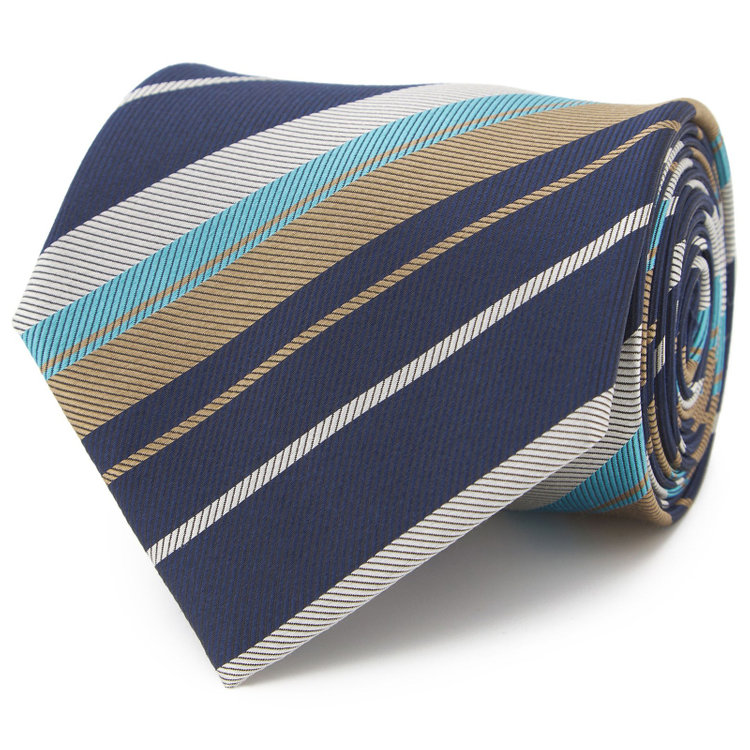 シルバーライン 【SILVER LINE】シルクブレンドストライプネクタイ 8.0cm幅/ネイビー×ブラウン その他