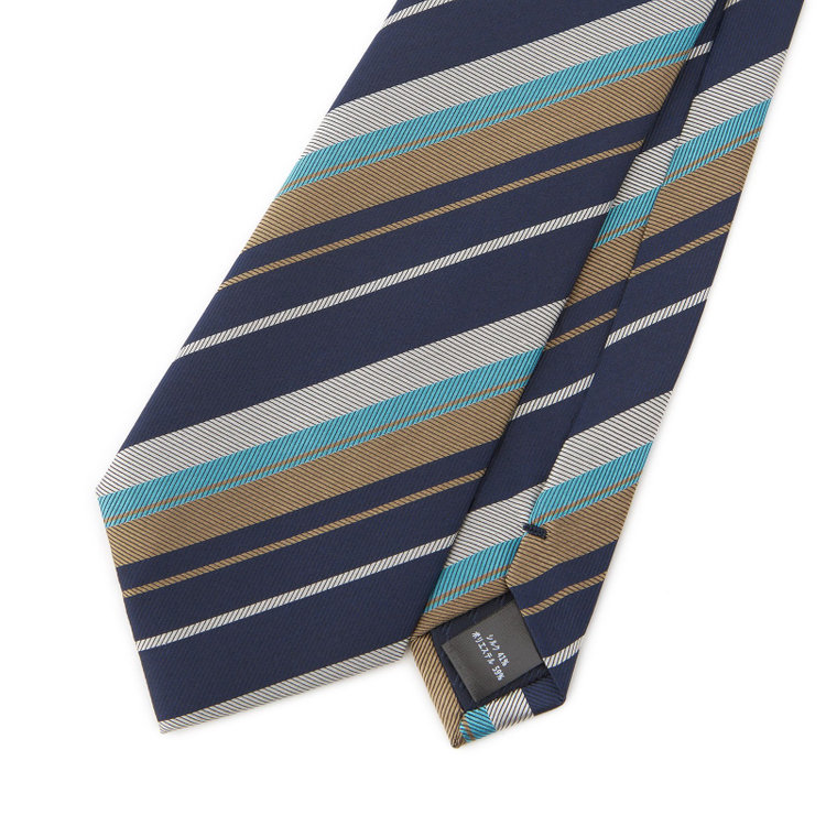 シルバーライン 【SILVER LINE】シルクブレンドストライプネクタイ 8.0cm幅/ネイビー×ブラウン その他