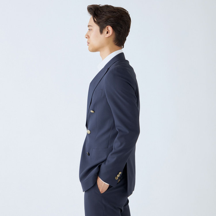 シルバーライン 【CLASSICO TAPERED】【春夏】6釦2掛けダブルジャケット/ネイビー/メタル釦 紺濃色