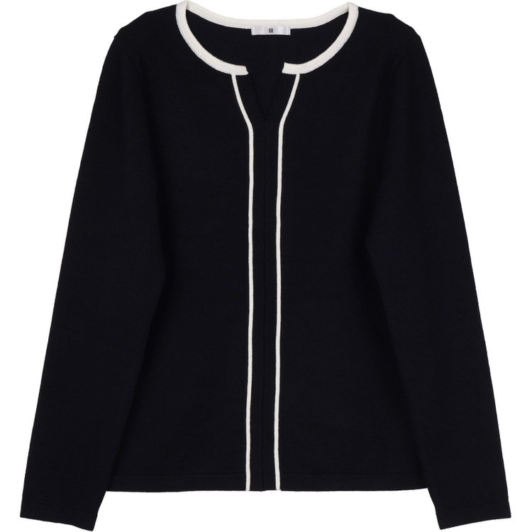 ブラックライン 【WEB限定/OUTLET】【SL/長袖】コットンブレンド ハイネック ニットセーター/ネイビー×ホワイト./マシンウォッシャブル ネイビー系(紺)