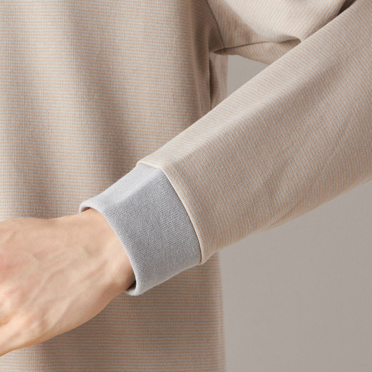 スーツセレクト  【RBC/長袖】ボーダーシャツ/グレー グレー中間