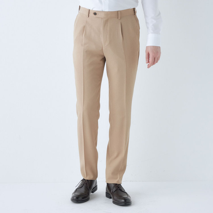 シルバーライン 【5DAYS CLOSET】【【RBC】【春夏】1タックテーパードパンツ/ベージュ/ウエストムーブ/4S SUSTAINABILITY&ECOLOGY FABRIC/※裾上げ必要 茶淡色