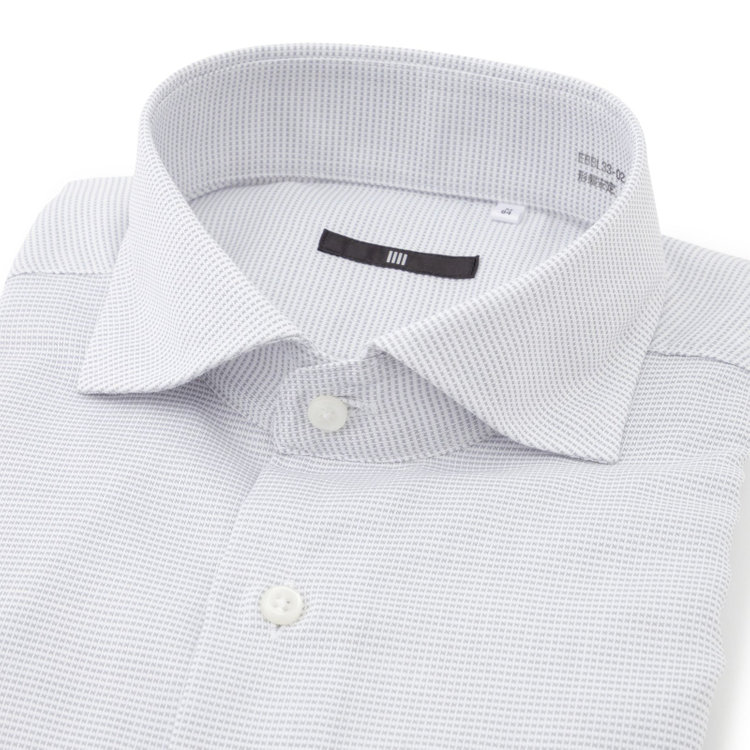 ブラックライン 【発送在庫あり】【BLACK LINE】【形態安定】スナップダウンワイドドレスワイシャツ/グレー×ドビー グレー中間