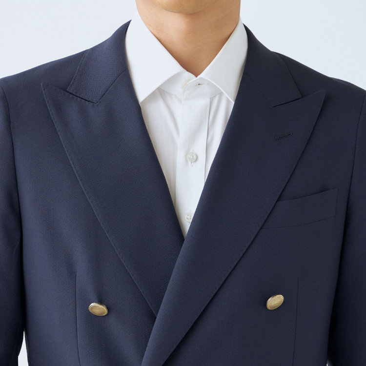 シルバーライン 【CLASSICO TAPERED】【春夏】6釦2掛けダブルジャケット/ネイビー/メタル釦 紺濃色