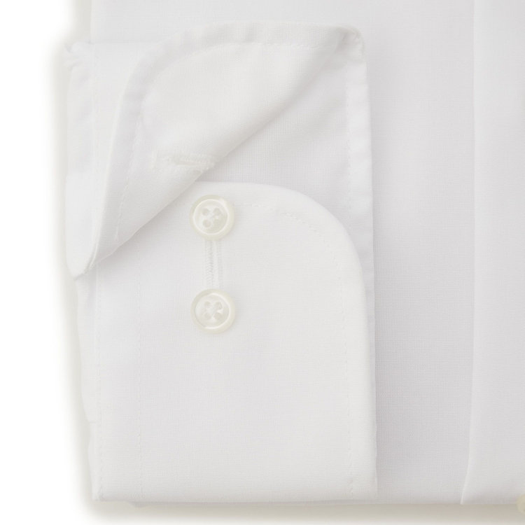 シルバーライン 【SILVER LINE】【形態安定】ワイドカラードレスワイシャツ/ホワイト×ブロード(無地) 白