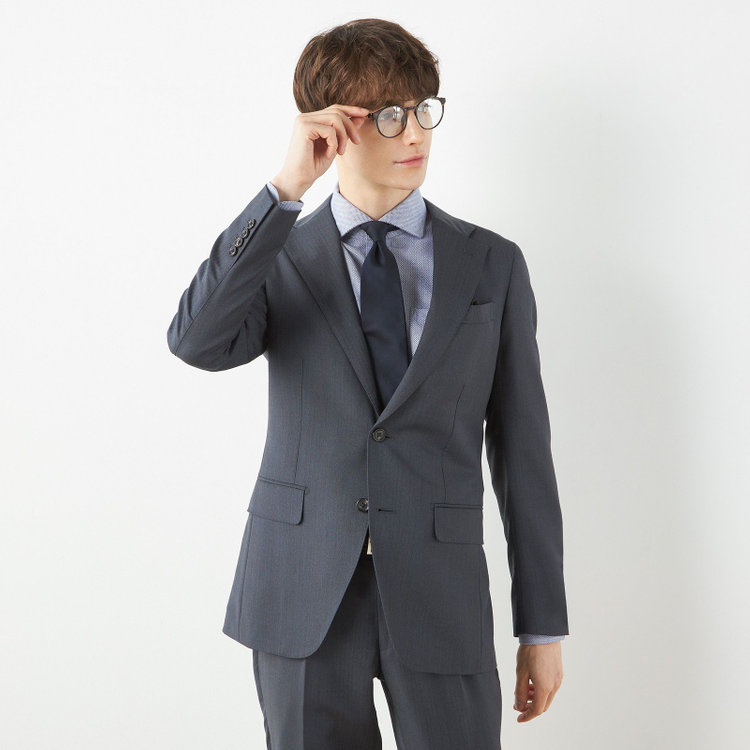 シルバーライン 【CLASSICO TAPERED】【秋冬】2釦シングルスーツ 1タック/グレー×シャドーストライプ/ウエストムーブ/Ermenegildo Zegna TRAVELLER woven in italy/※裾上げ必要 グレー中間