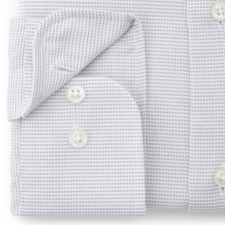 ブラックライン 【発送在庫あり】【BLACK LINE】【形態安定】スナップダウンワイドドレスワイシャツ/グレー×ドビー グレー中間