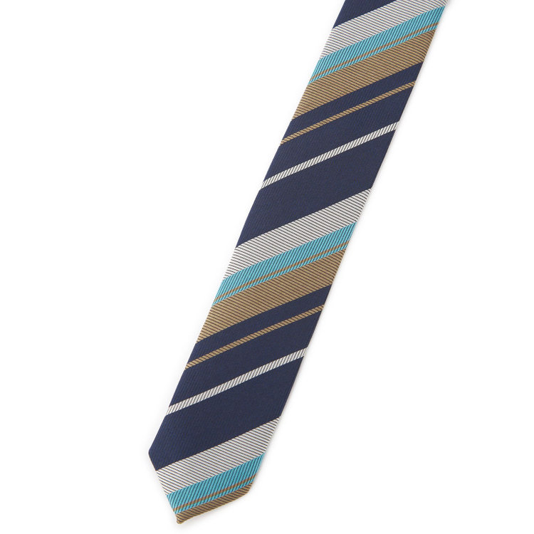 シルバーライン 【SILVER LINE】シルクブレンドストライプネクタイ 8.0cm幅/ネイビー×ブラウン その他