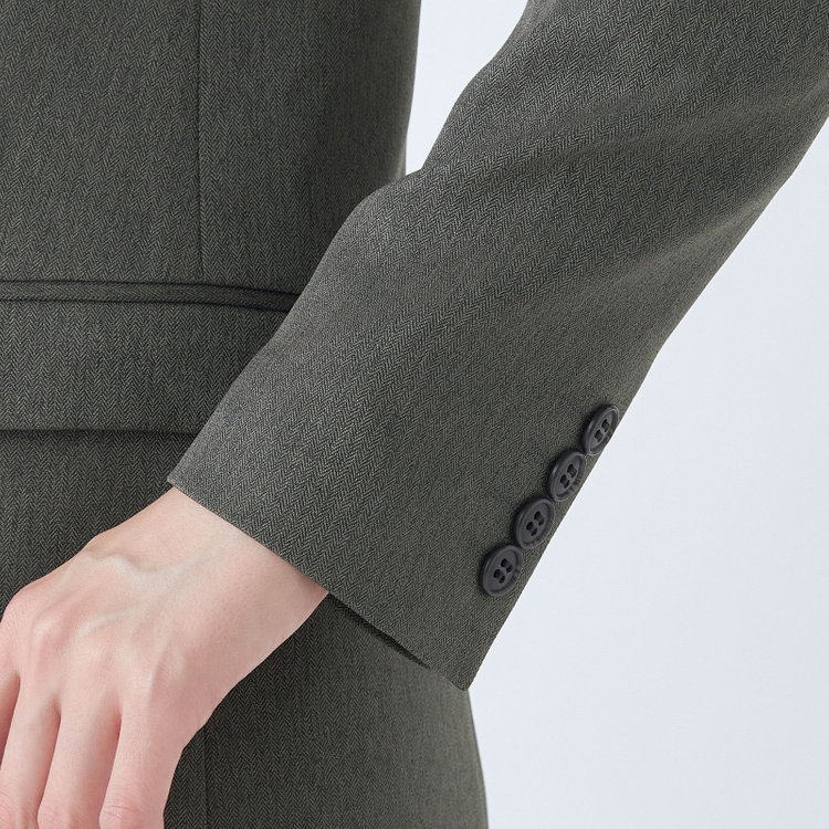 シルバーライン 【SL】【秋冬】6釦2掛けダブルワイドパンツスーツ/グレーグリーン/ウエスト内側アジャスター/ウォッシャブル/※裾上げ済み仕様 グレー濃色