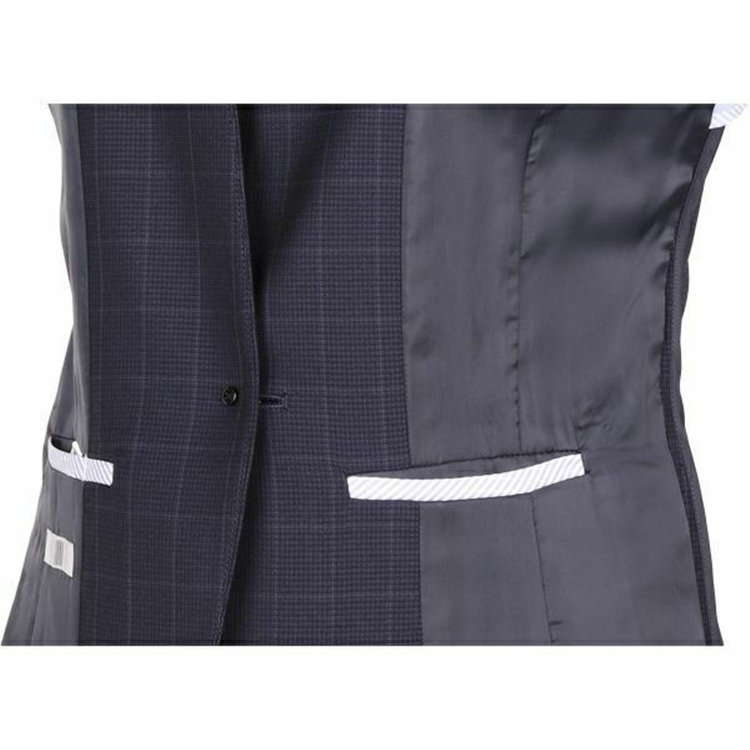 ブラックライン 【WEB限定/OUTLET】【発送在庫あり】【SL】【年間】1釦カラーレスジャケット/ネイビー×ハウンドトゥース+オーバーペン/ストレッチ素材/ウォッシャブル ネイビー系(紺)