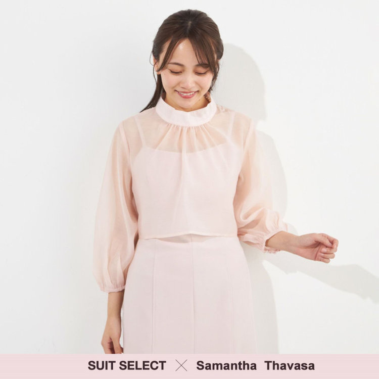 【SUIT SELECT×Samantha Thavasa】【長袖】ボウタイブラウス/ピンク