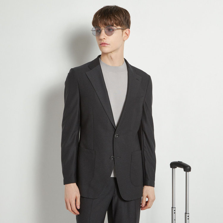 シルバーライン 【CLASSICO TAPERED】【春夏】2釦シングルジャケット/ブラック/パッチポケット/4S SUSTAINABILITY&ECOLOGY FABRIC 黒
