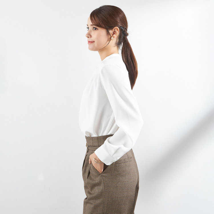 SUIT SELECT　アウトレット 【WEB限定/OUTLET/汚れ・キズ等有】【SILVER LINE/長袖】リボン付きブラウス/ホワイト 白