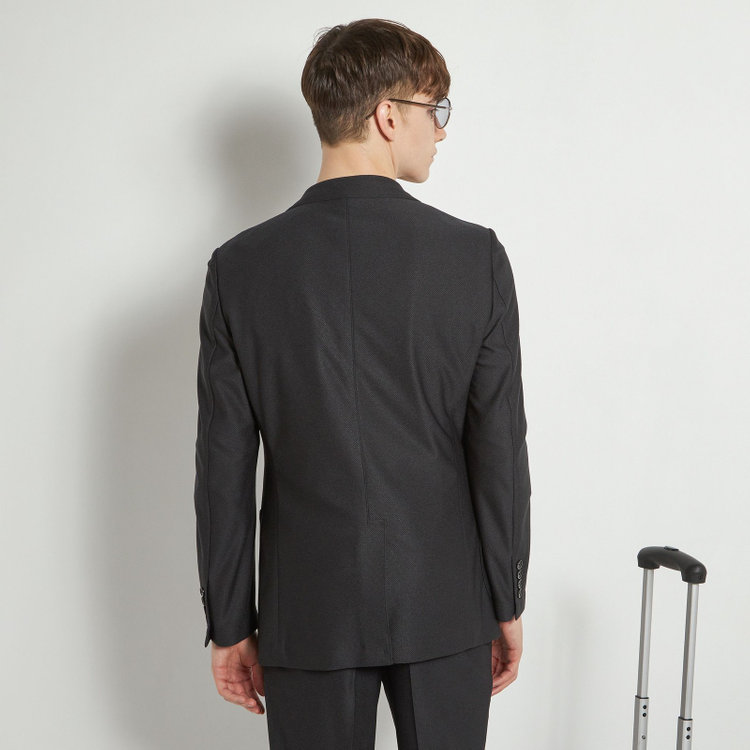 シルバーライン 【CLASSICO TAPERED】【春夏】2釦シングルジャケット/ブラック/パッチポケット/4S SUSTAINABILITY&ECOLOGY FABRIC 黒