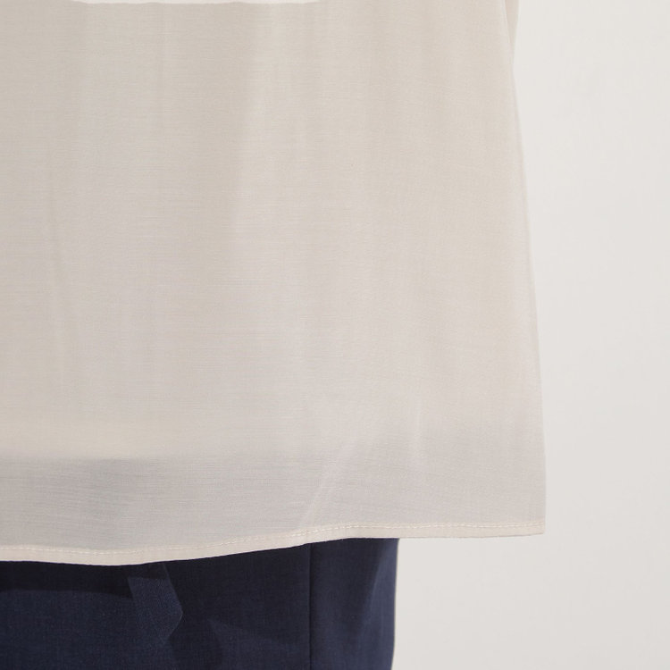 シルバーライン 【SILVER LINE/7分袖】ギャザーハイネックプルオーバー/ベージュ/「ウォッシャブル」「ストレッチ」「防シワ」「UV加工」「静電気防止」 茶淡色