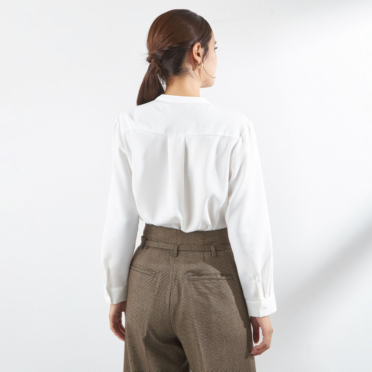 SUIT SELECT　アウトレット 【WEB限定/OUTLET/汚れ・キズ等有】【SILVER LINE/長袖】リボン付きブラウス/ホワイト 白