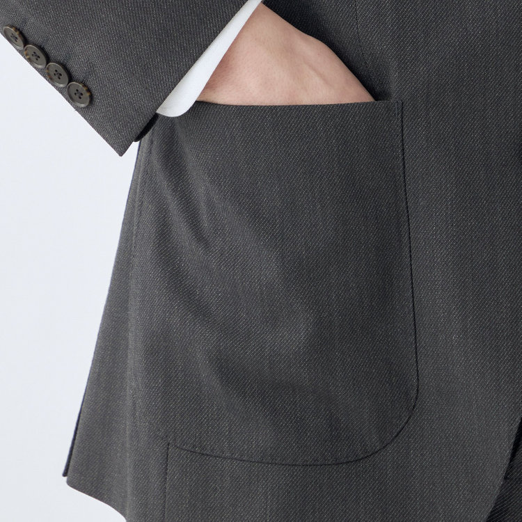 シルバーライン 【4S CROSS】【年間】セットアップジャケット/グレー×カルゼ/パッチポケット グレー中間