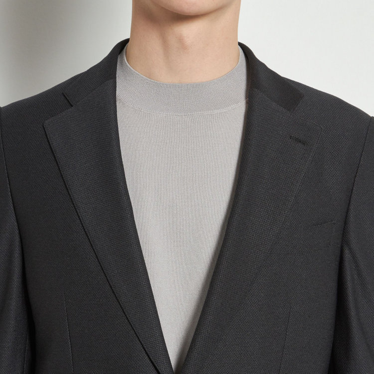 シルバーライン 【CLASSICO TAPERED】【春夏】2釦シングルジャケット/ブラック/パッチポケット/4S SUSTAINABILITY&ECOLOGY FABRIC 黒