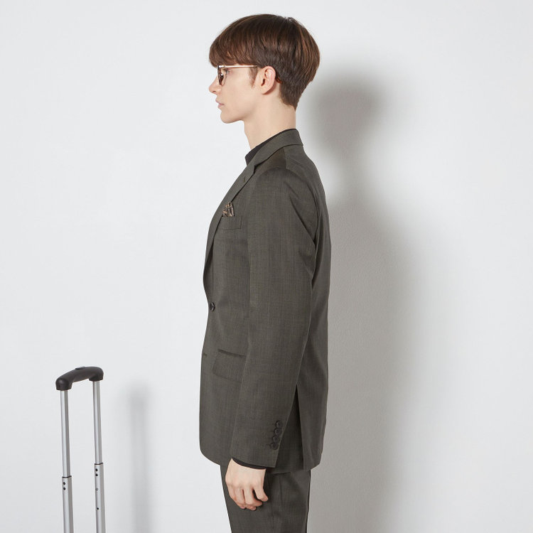 シルバーライン 【CLASSICO TAPERED】【春夏】2釦シングルスーツ 1タック/カーキ/ウエストムーブ/REDA ACTIVE/NEW ZEALAND MERINO/SHOWER CLEAN/※パンツ裾上げ済仕様 黄淡色