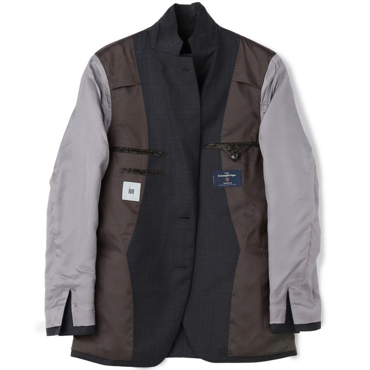 シルバーライン 【CLASSICO TAPERED】【秋冬】2釦シングルスーツ 1タック/ダークグレー×チェック/ウエストムーブ/Ermenegildo Zegna TRAVELLER woven in italy/※裾上げ必要 グレー濃色