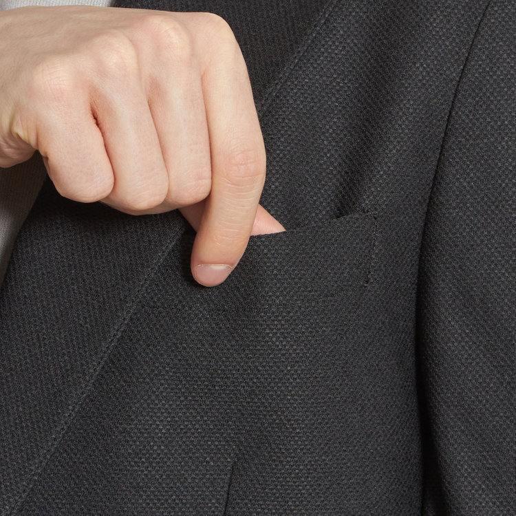 シルバーライン 【CLASSICO TAPERED】【春夏】2釦シングルジャケット/ブラック/パッチポケット/4S SUSTAINABILITY&ECOLOGY FABRIC 黒