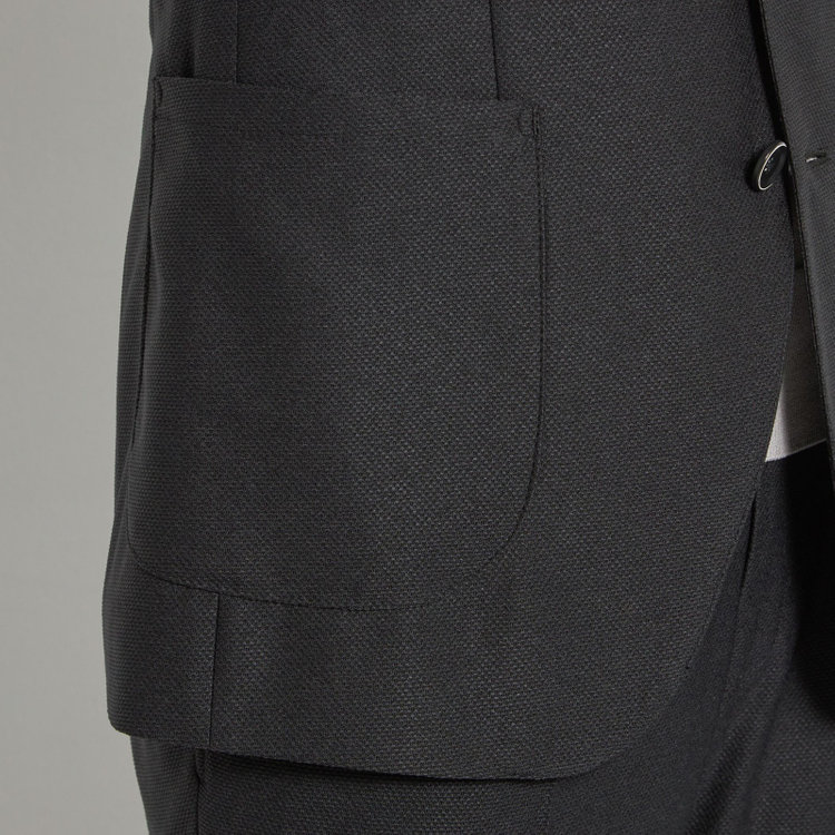 シルバーライン 【CLASSICO TAPERED】【春夏】2釦シングルジャケット/ブラック/パッチポケット/4S SUSTAINABILITY&ECOLOGY FABRIC 黒